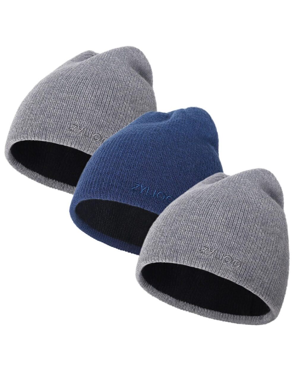 2376 3 Pieces Small Beanie Hat Reversible Petite Knit Hats Double Side Wear